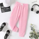 Kid Boy/Kid Girl Solid Color Elasticized Pants Pink