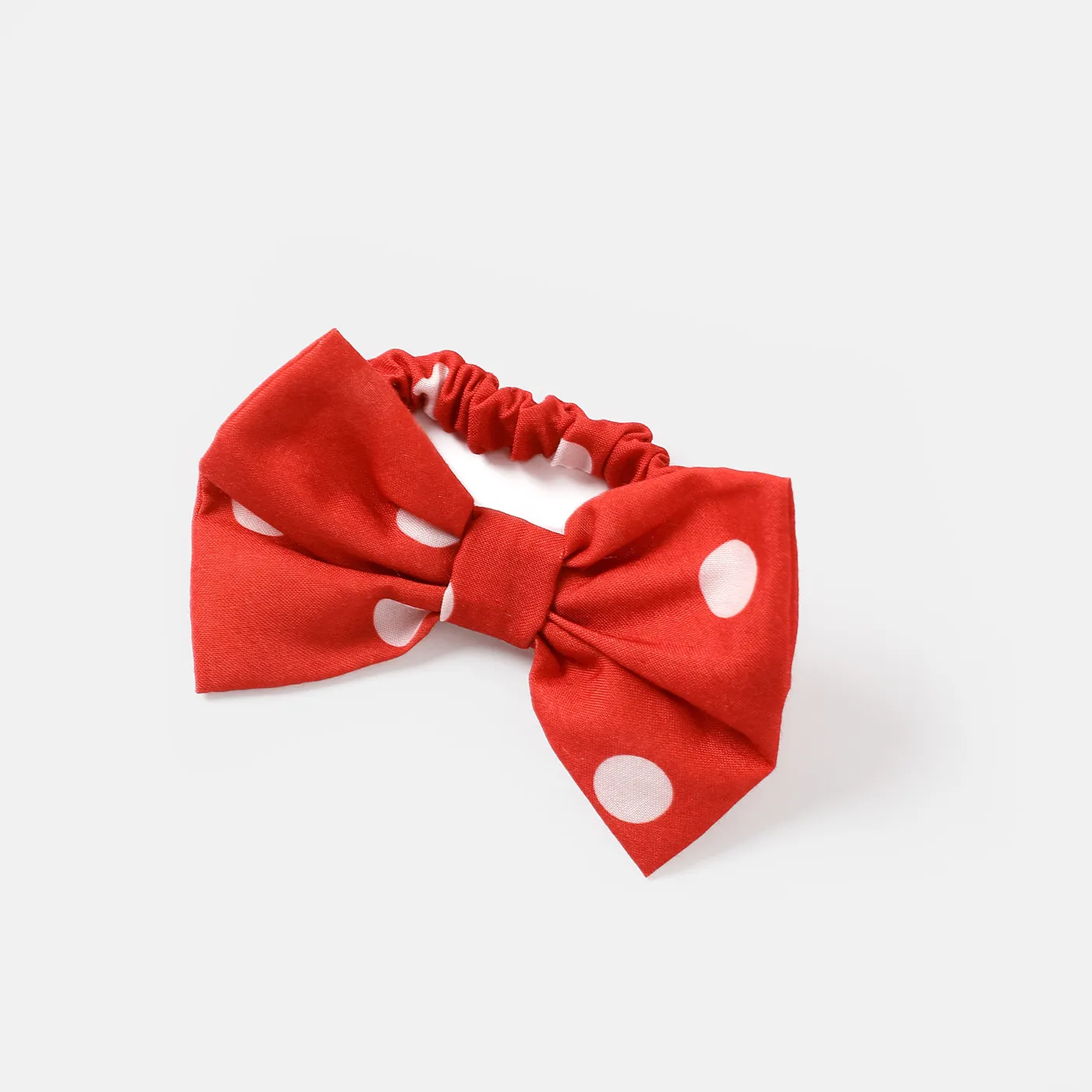 3pcs Baby Girl Cotton Ruffle Short-sleeve Top and Bow Front Polka Dot Suspender Skirt & Headband Set redblack image 5