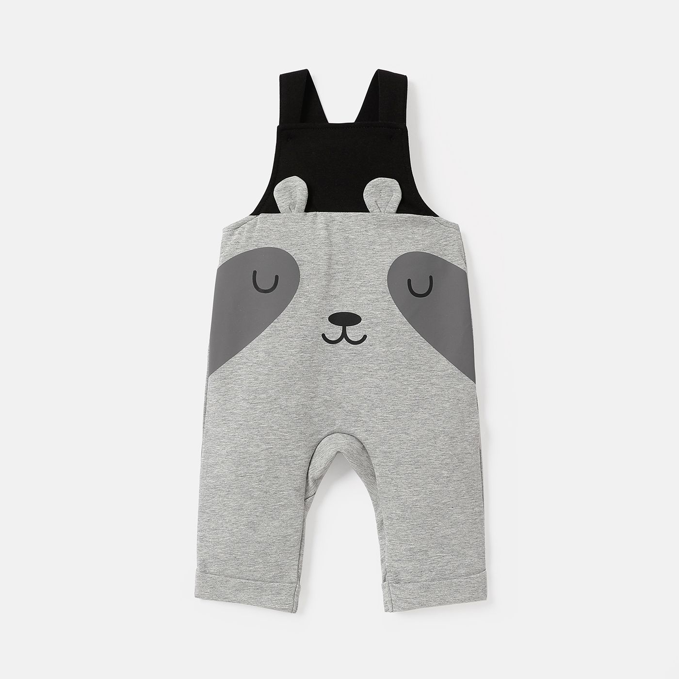 

Baby Boy Animal Print 3D Ears Detail Colorblock Overalls