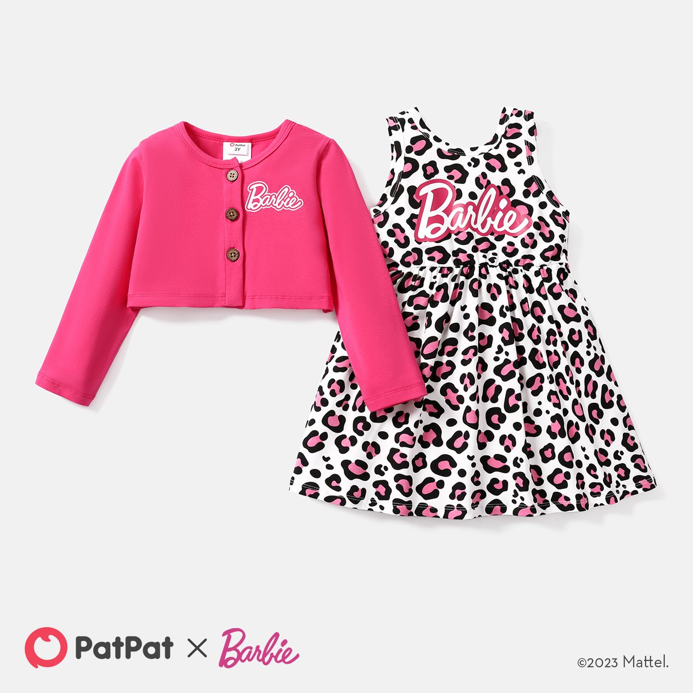 

Barbie 2pcs Toddler Girl Cotton Leopard Print Sleeveless Dress and Jacket Set