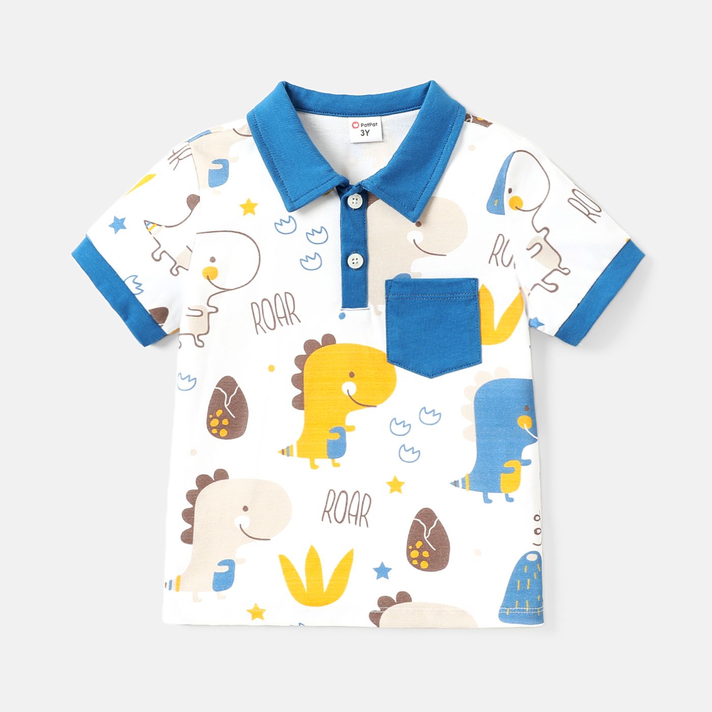 

Toddler Boy 100% Cotton Dinosaur Print Short-sleeve Polo Tee