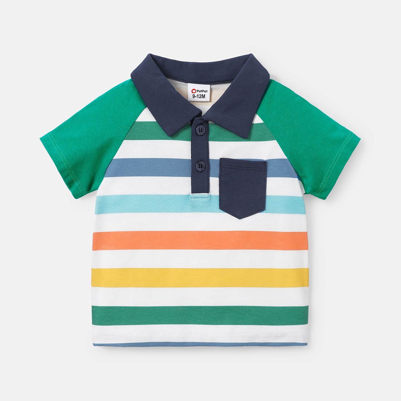 

Baby Boy Stripe Polo Collar Short Raglan Sleeve Naia™ Tee