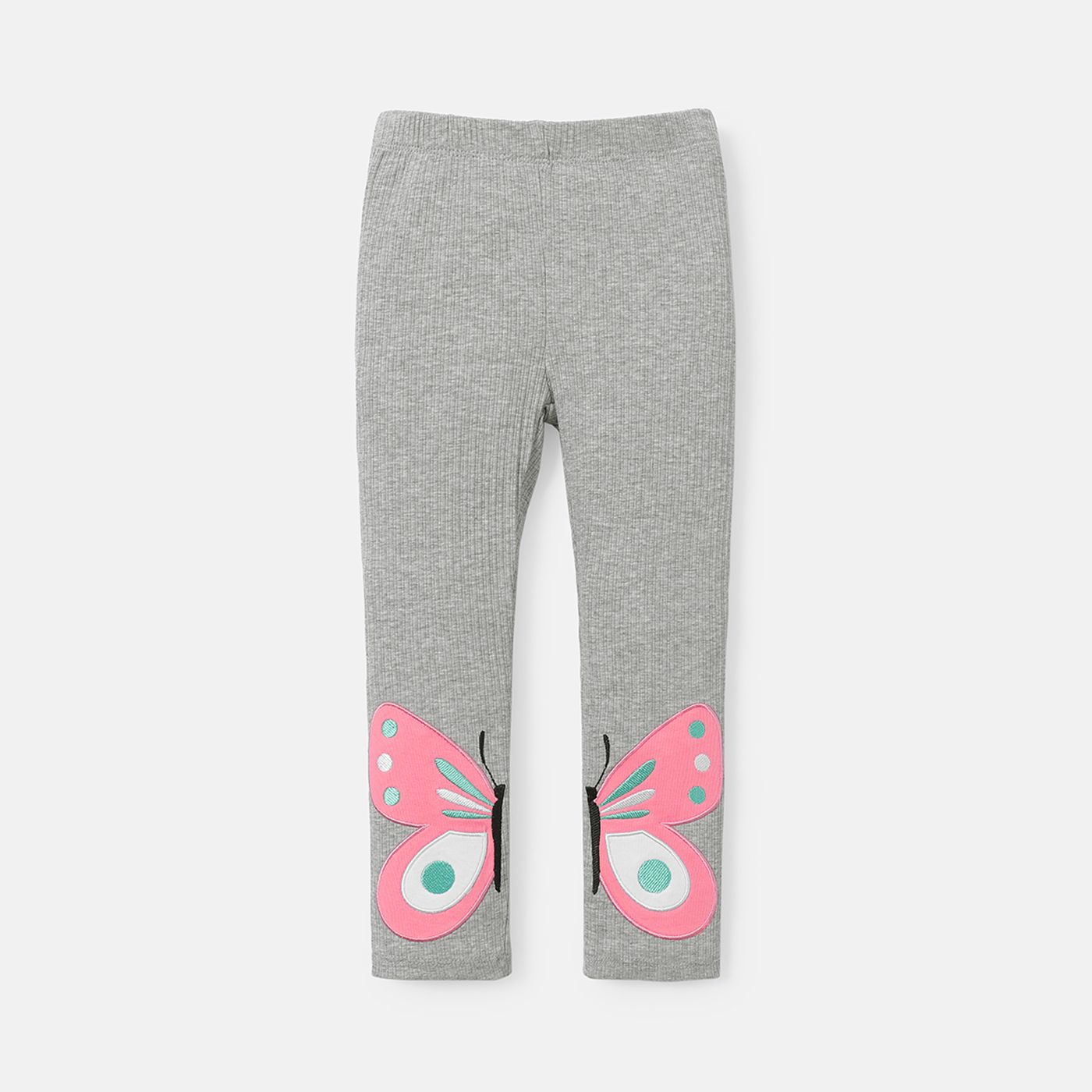 

Toddler Girl Cotton Butterfly Embroidered Ribbed Elasticized Leggings