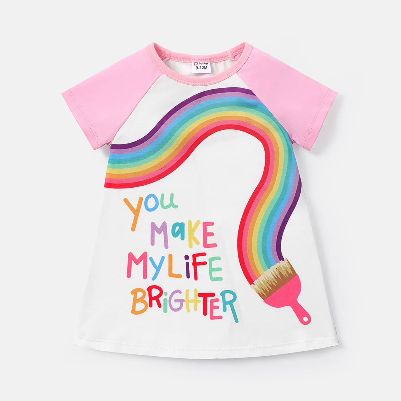 

Baby Girl Letter Rainbow Print Short Raglan Sleeve Naia™ Dress