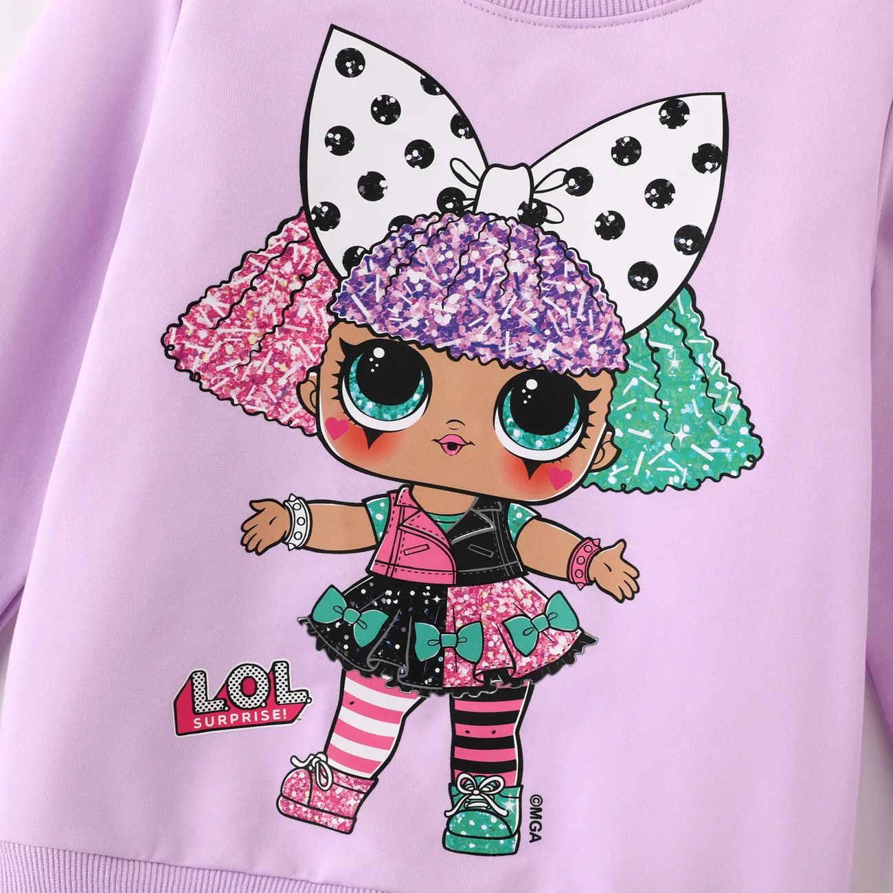 L.O.L. SURPRISE! Toddler Girl Character Print Cotton Pullover Sweatshirt Light Purple big image 1