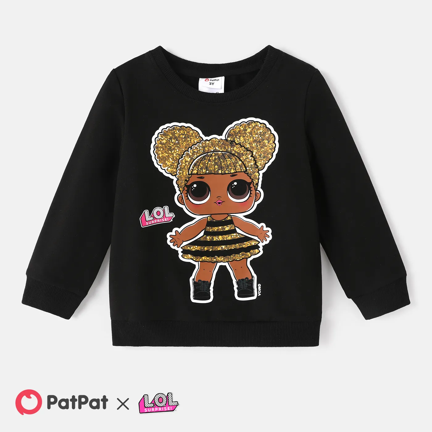 L.O.L. SURPRISE! Toddler Girl Character Print Cotton Pullover Sweatshirt Black