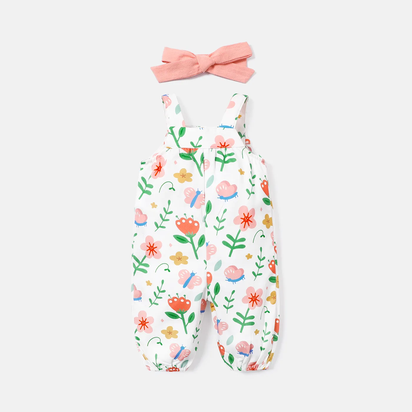 2 unidades Bebé Menina Manga cava Flores isoladas Bonito Jardineiras Rosa image 4