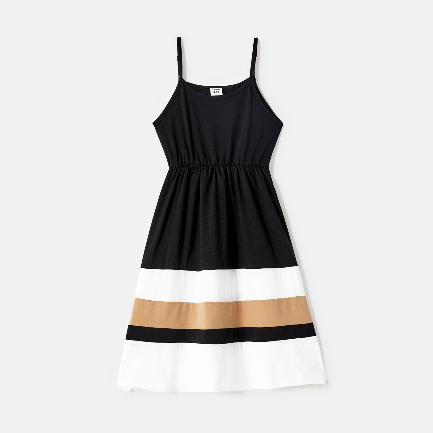 Family Matching Colorblock Spliced Cami Dresses And Short-sleeve T-shirts Sets