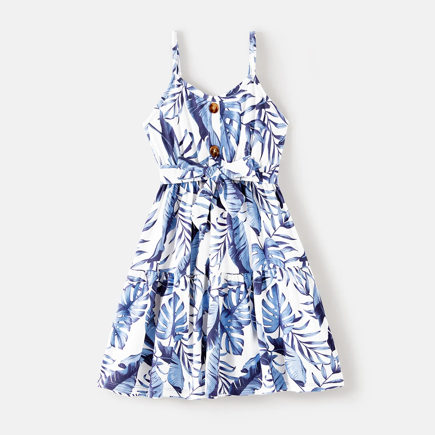 Family Matching Allover Leaf Print Naia™ Cami Dresses and Short-sleeve Colorblock T-shirts Sets  big image 9