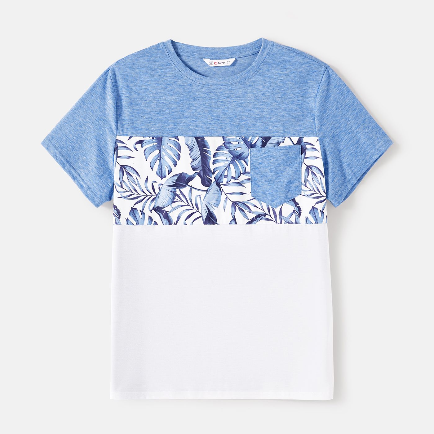 Family Matching Allover Leaf Print Naiatm Cami Dresses and Short-sleeve Colorblock T-shirts Sets