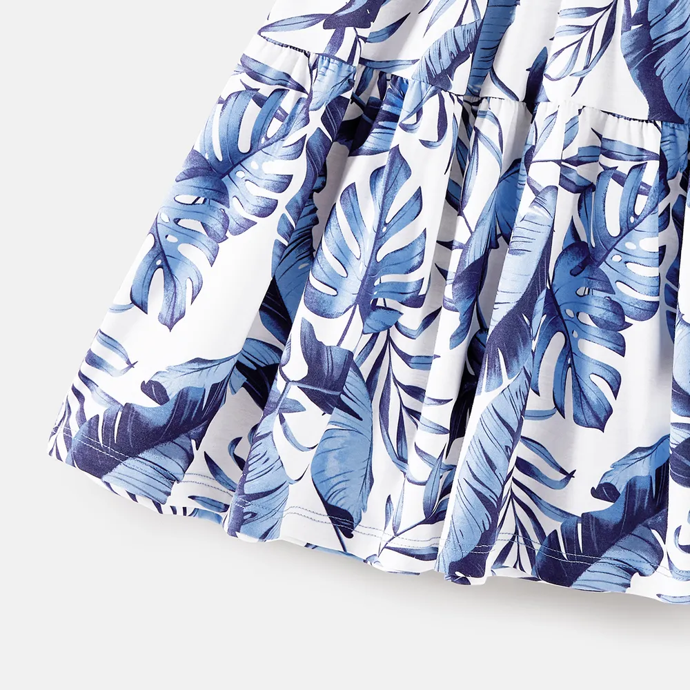 Family Matching Allover Leaf Print Naia™ Cami Dresses and Short-sleeve Colorblock T-shirts Sets big image 12