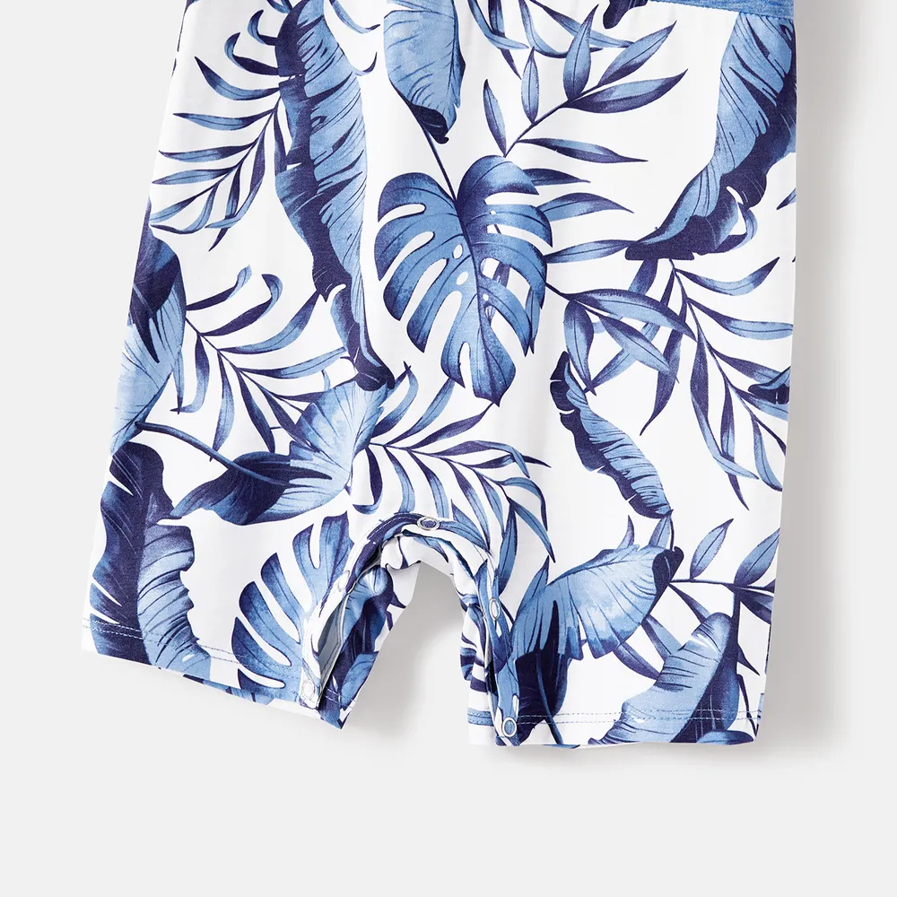 Family Matching Allover Leaf Print Naia™ Cami Dresses and Short-sleeve Colorblock T-shirts Sets big image 4