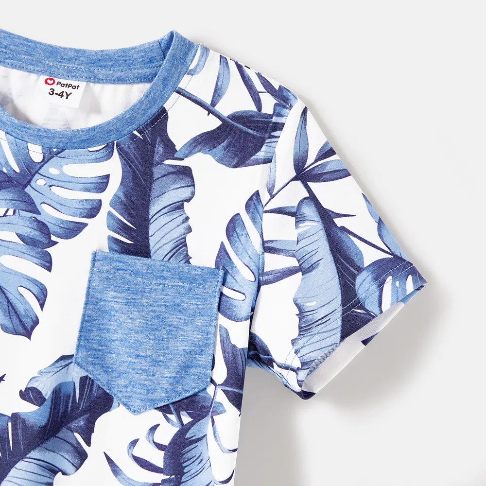 Family Matching Allover Leaf Print Naia™ Cami Dresses and Short-sleeve Colorblock T-shirts Sets big image 8