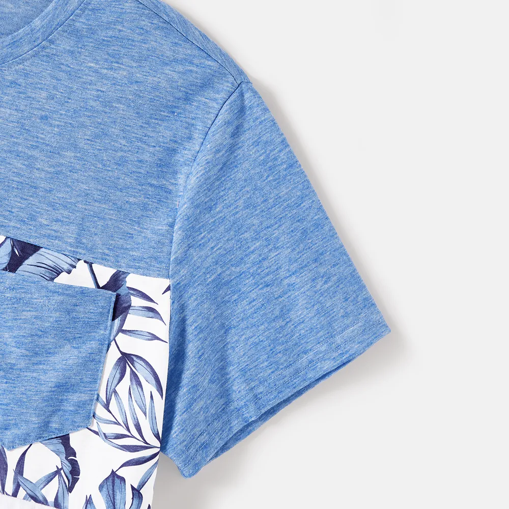 Family Matching Allover Leaf Print Naia™ Cami Dresses and Short-sleeve Colorblock T-shirts Sets big image 19