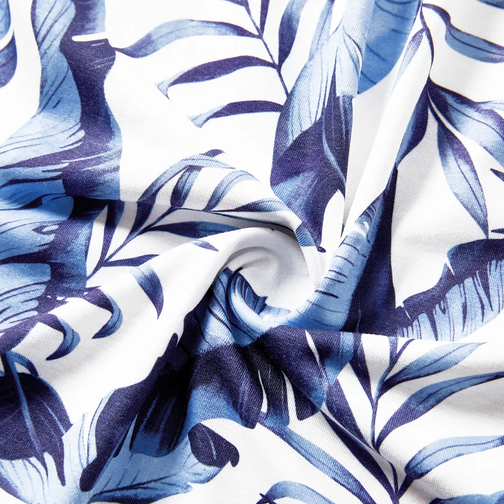 Family Matching Allover Leaf Print Naia™ Cami Dresses and Short-sleeve Colorblock T-shirts Sets big image 5