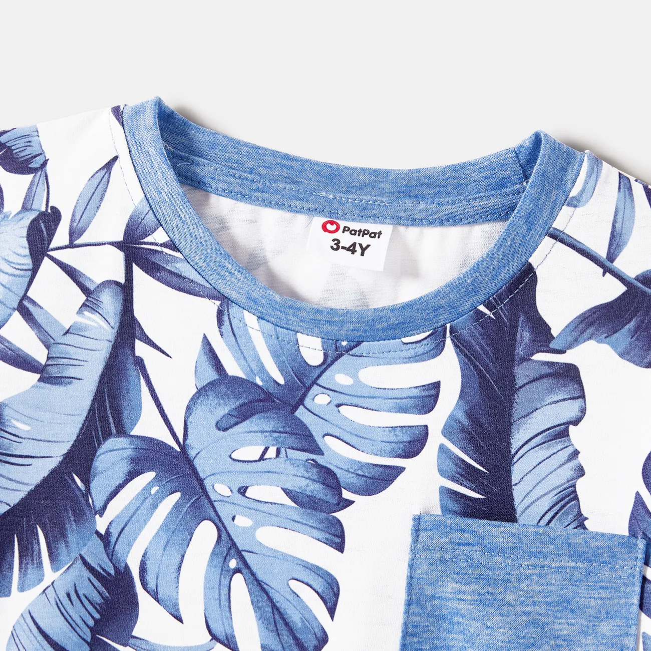 Día de la Madre Looks familiares Hojas de palmera Camiseta sin mangas Conjuntos combinados para familia Conjuntos azul claro blanco big image 1