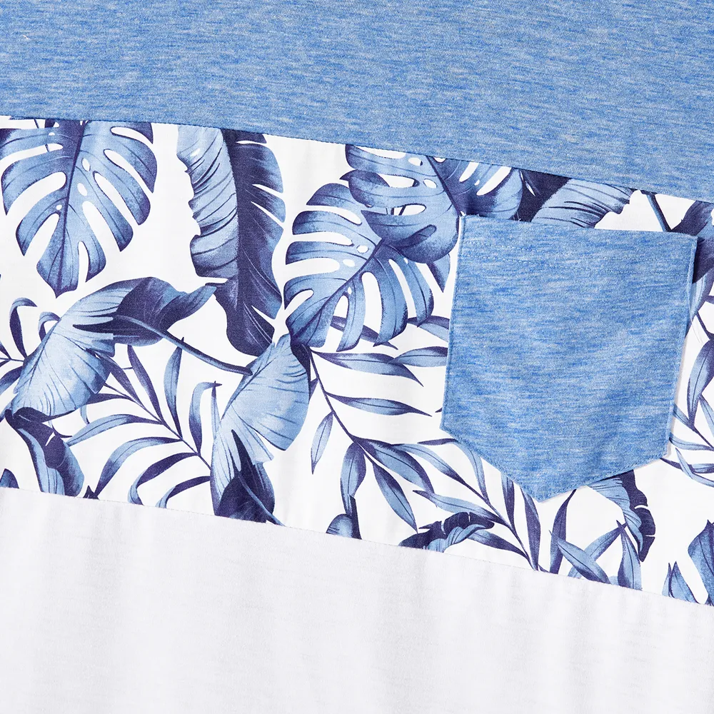 Family Matching Allover Leaf Print Naia™ Cami Dresses and Short-sleeve Colorblock T-shirts Sets big image 18