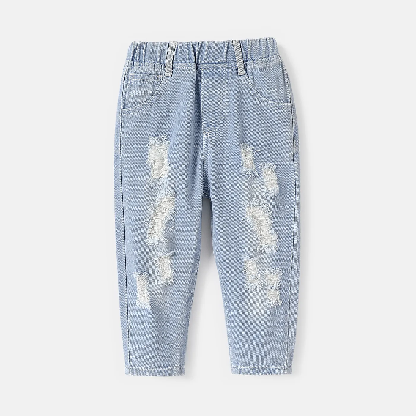 Toddler Girl/Boy Elasticized Ripped Denim Jeans