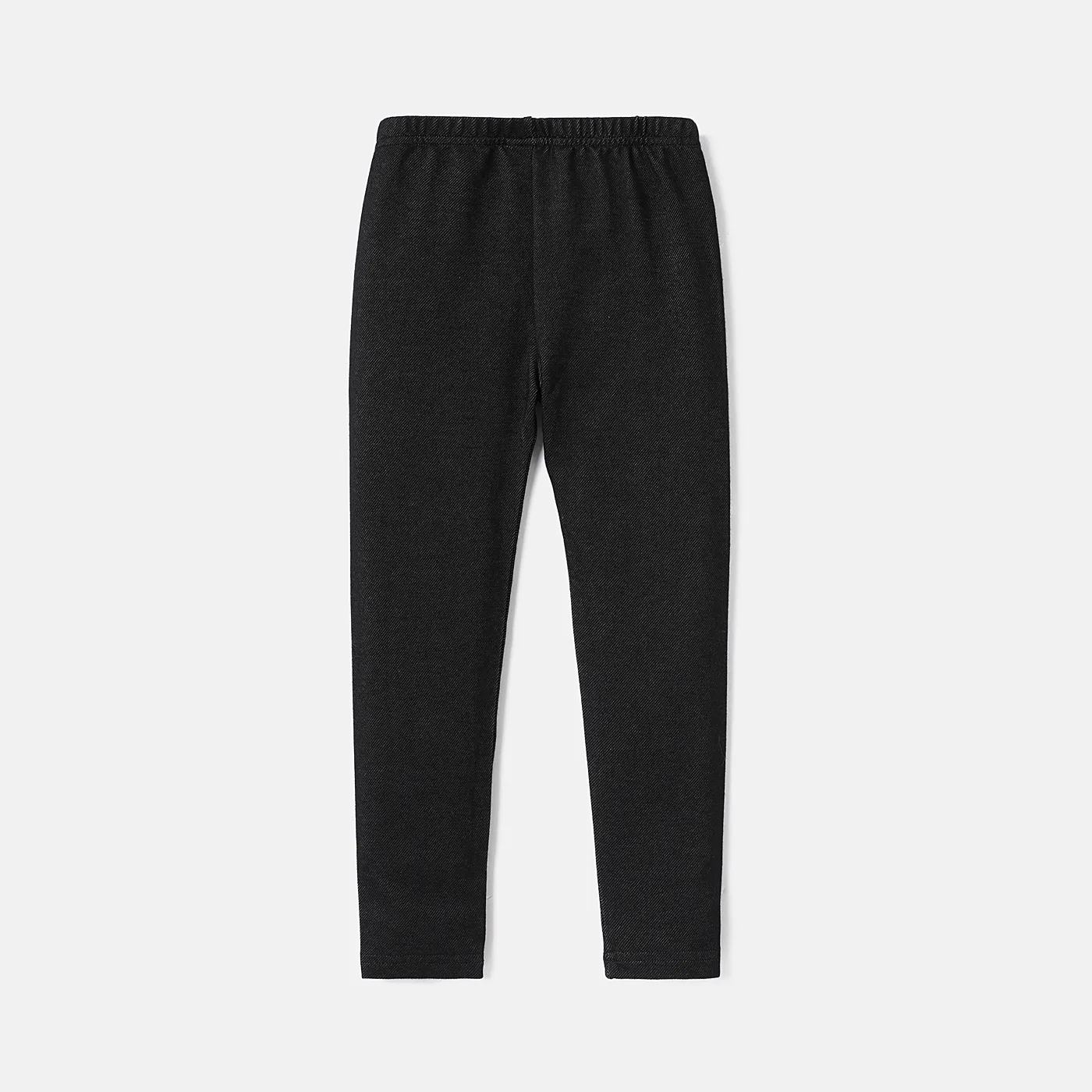 Kid Girl 100% Cotton Elastic Denim Leggings Black big image 1