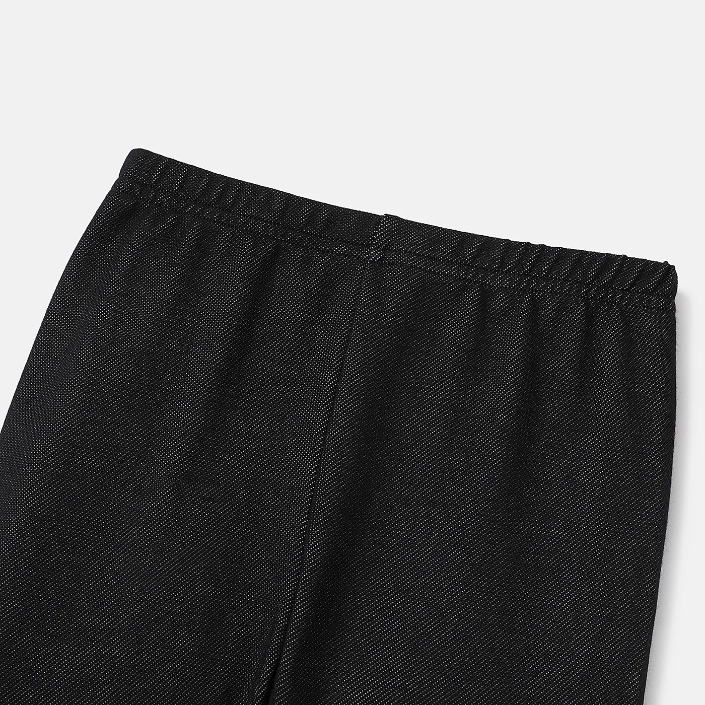 Kid Girl 100% Cotton Elastic Denim Leggings Black image 3