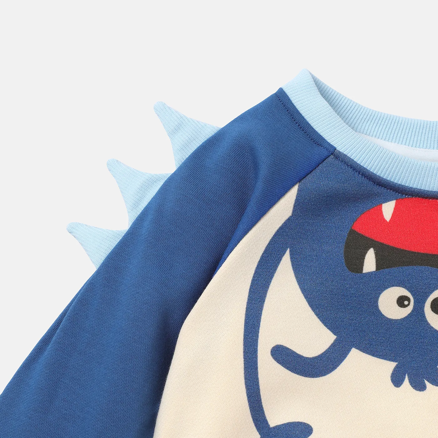 Baby Boy Cotton Animal Print Colorblock Raglan Sleeve Sweatshirt Blue image 5