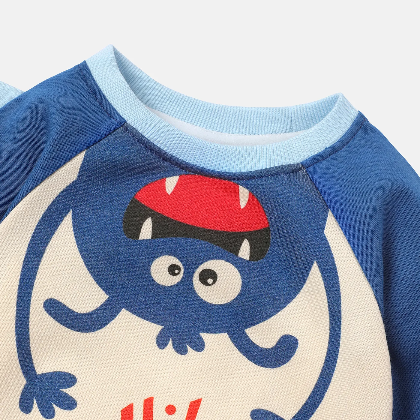 Baby Boy Cotton Animal Print Colorblock Raglan Sleeve Sweatshirt Blue image 4