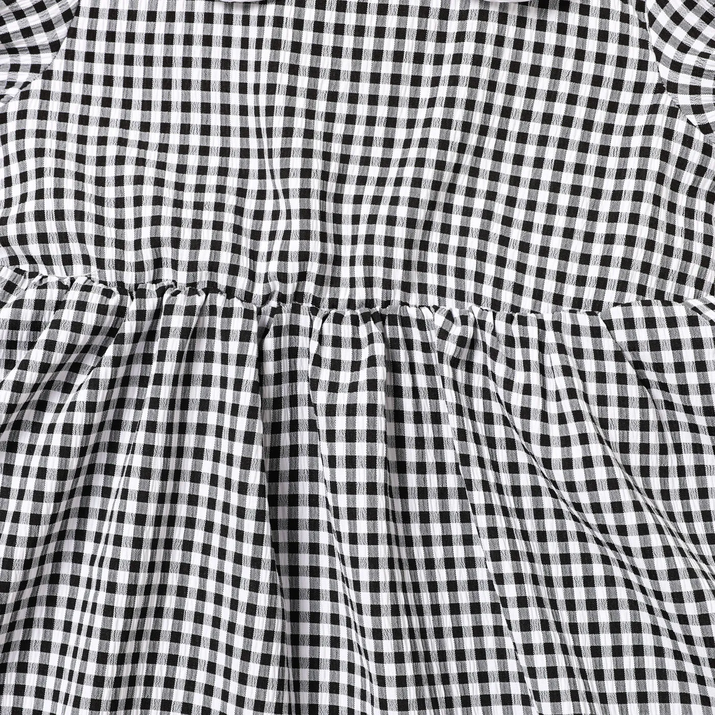 Bebé Manga balão Elegante Manga curta Vestidos Preto e branco image 5