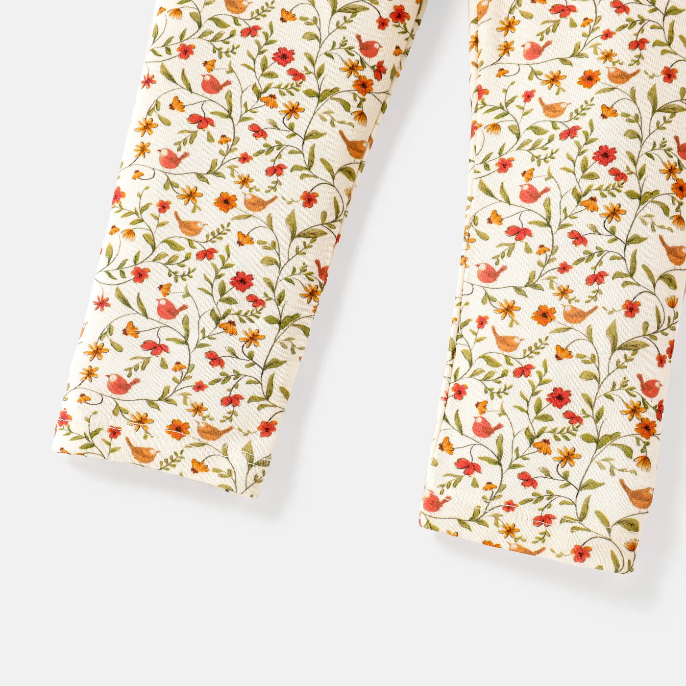 Baby Girl Cotton Floral Print Ruffle Trim Leggings Pale Yellow image 5