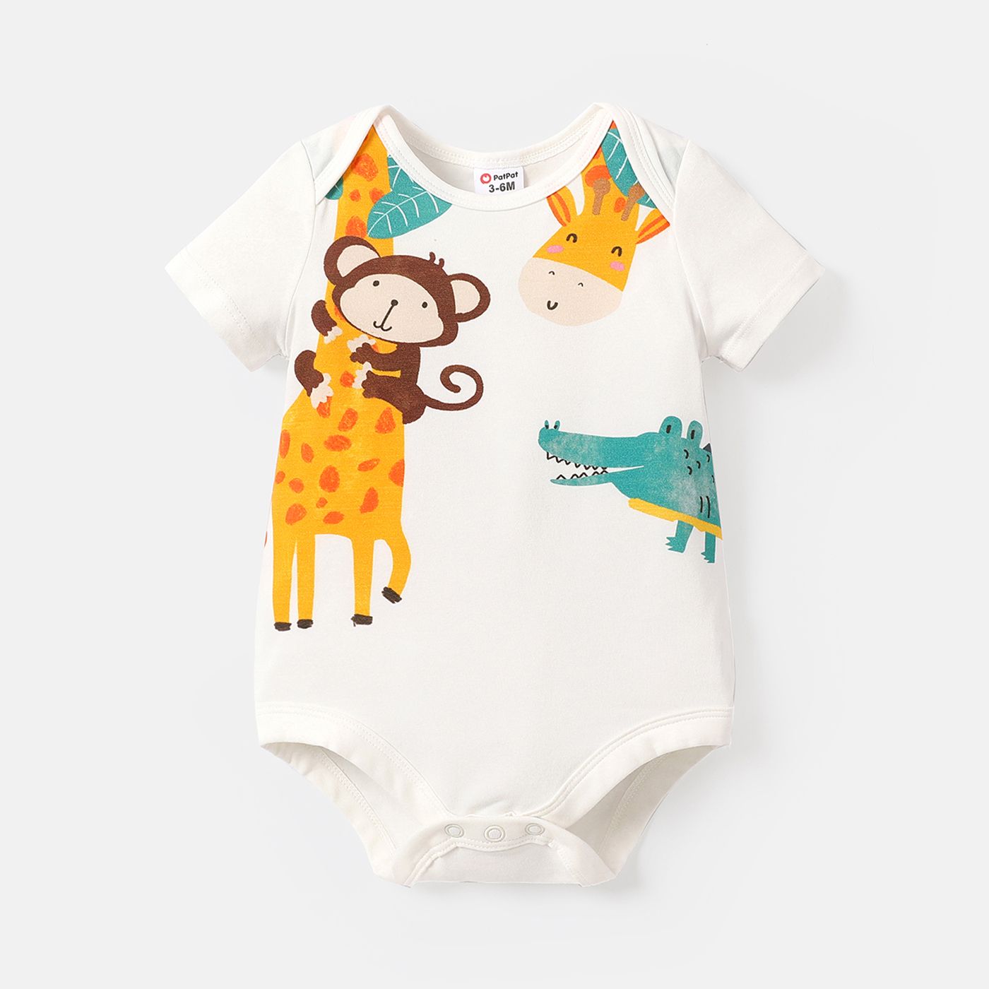 

Baby Boy/Girl Cotton Short-sleeve Animal Print Romper