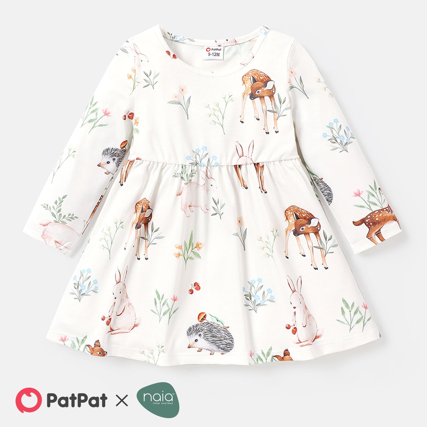 

Baby Girl Allover Animal Print Long-sleeve Naia™ Dress