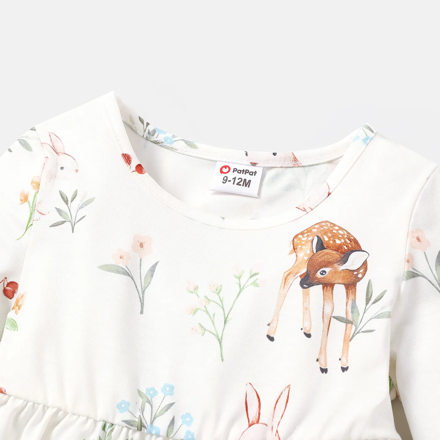 Baby Girl Allover Animal Print Long-sleeve Naia™ Dress White image 3