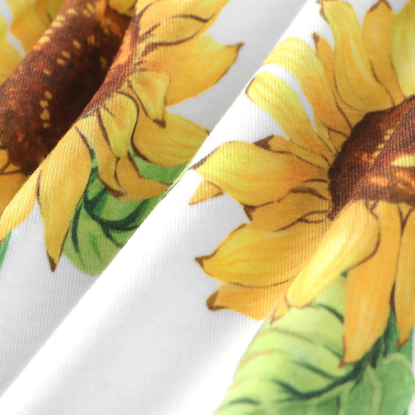 Baby Girl Floral Applique Design Solid Spliced Sunflower Print Naia™ Cami Romper ColorBlock image 6