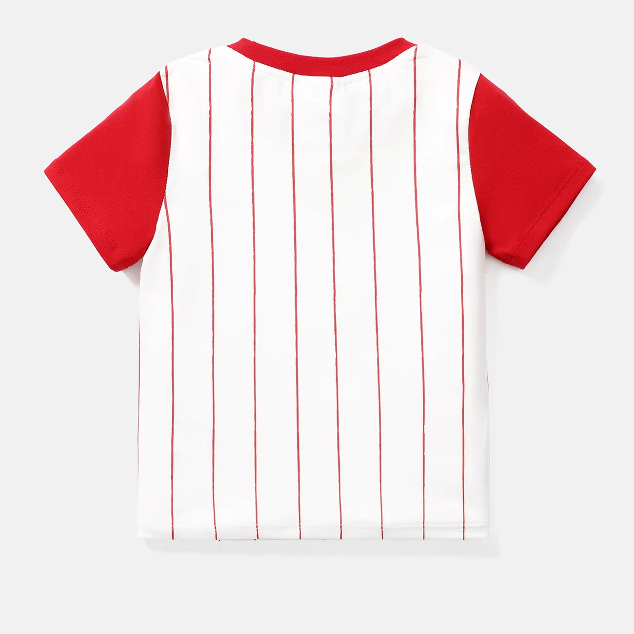 camiseta de manga corta a rayas de tom y jerry para niño pequeño/niño rojo blanco big image 1