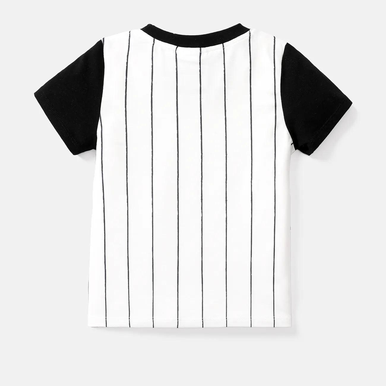 camiseta de manga corta a rayas de tom y jerry para niño pequeño/niño blanco y negro big image 1