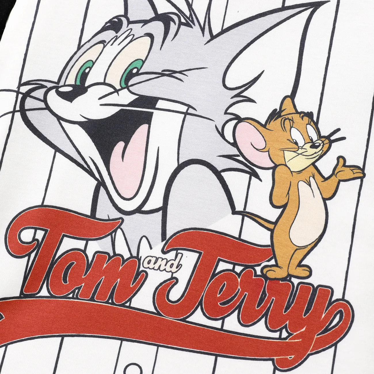 Tom und Jerry gestreiftes Kurzarm-T-Shirt für Kleinkinder/Kinderjungen Schwarz und weiß big image 1