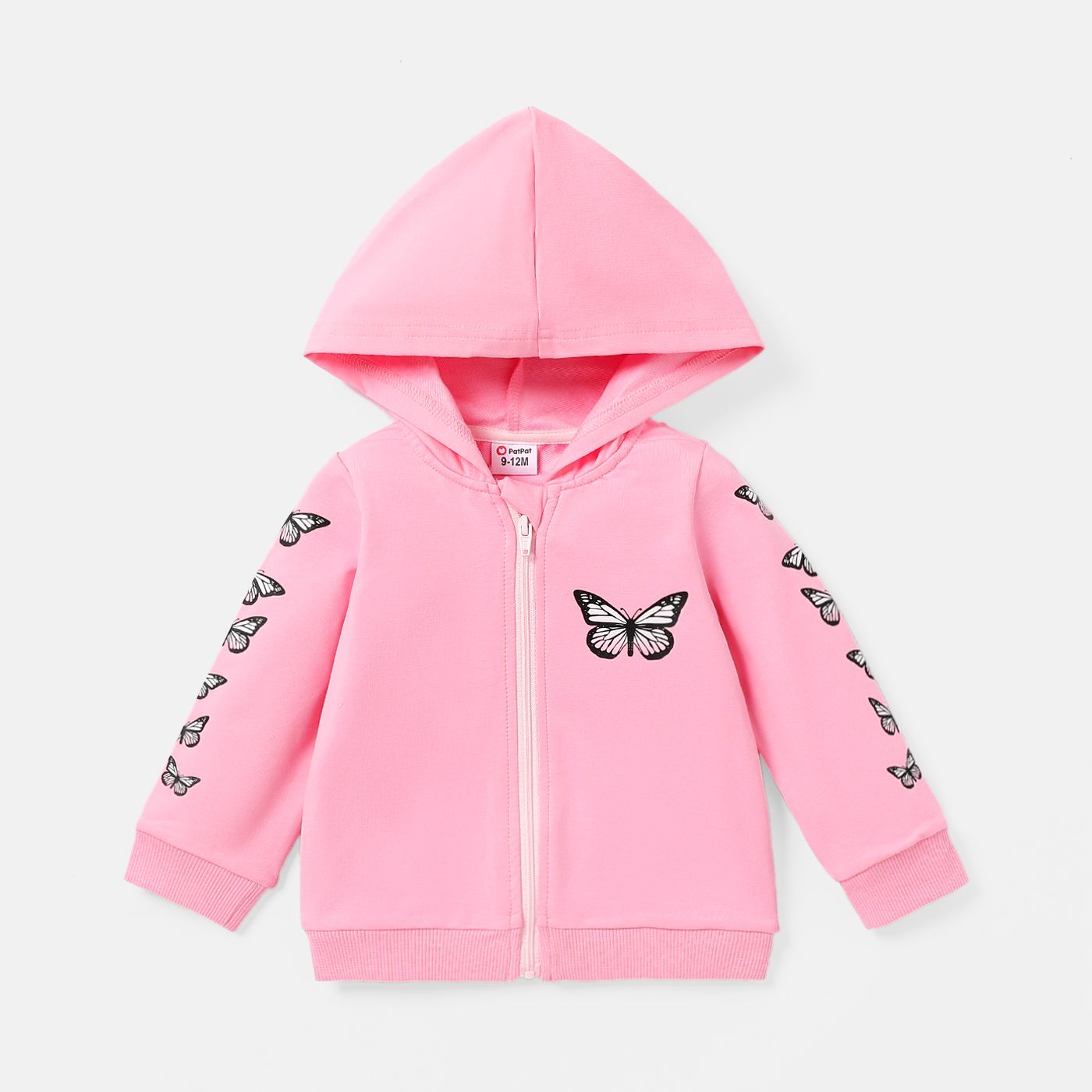 

Baby Girl Cotton Butterfly Print Hooded Jacket Coat