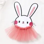 Baby Girl Cotton Rabbit Embroidered  Mesh Design Flutter-sleeve Tee  image 2