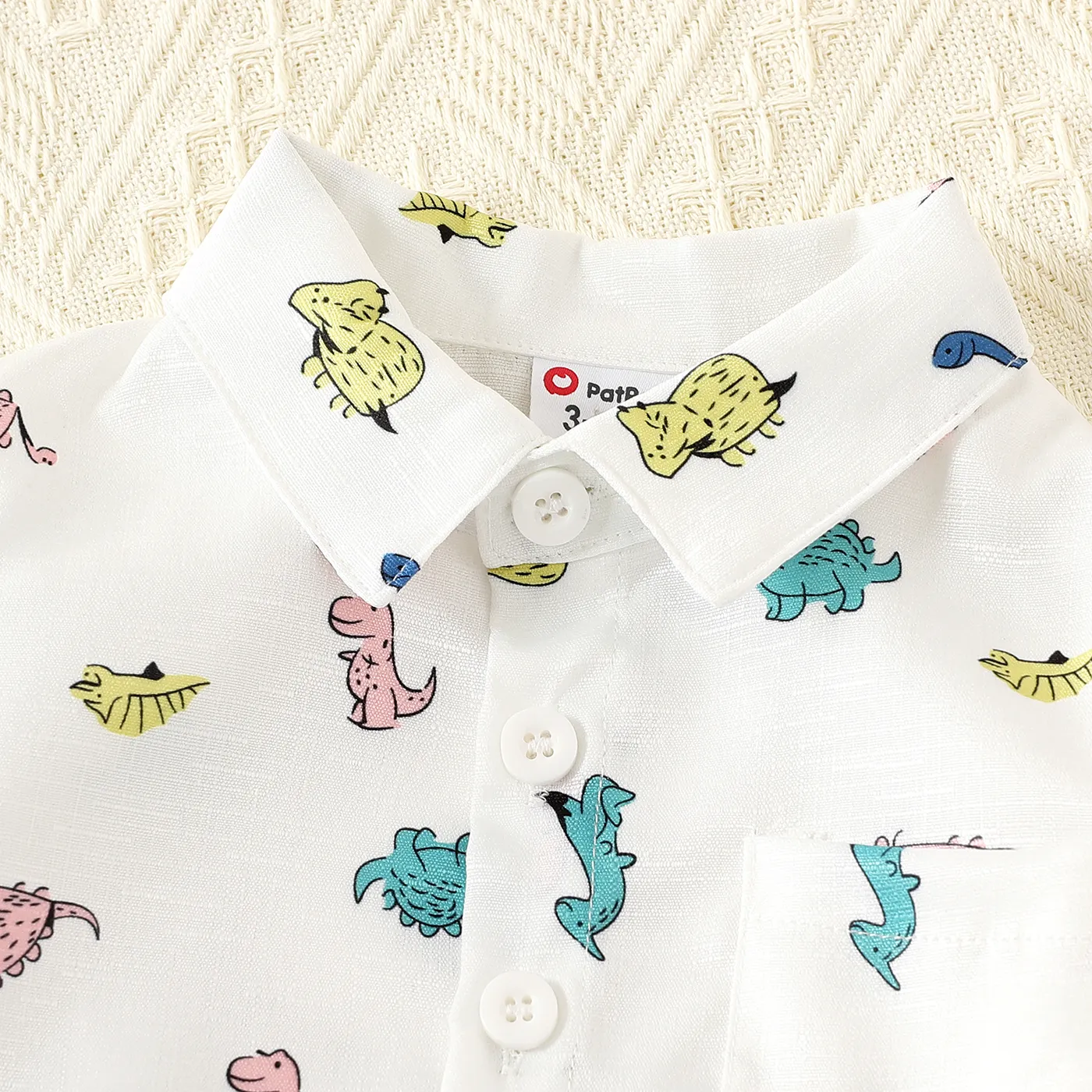 2 unidades Bebé Menino Lapela Dinossauro Casual Manga comprida Conjunto para bebé off white image 3