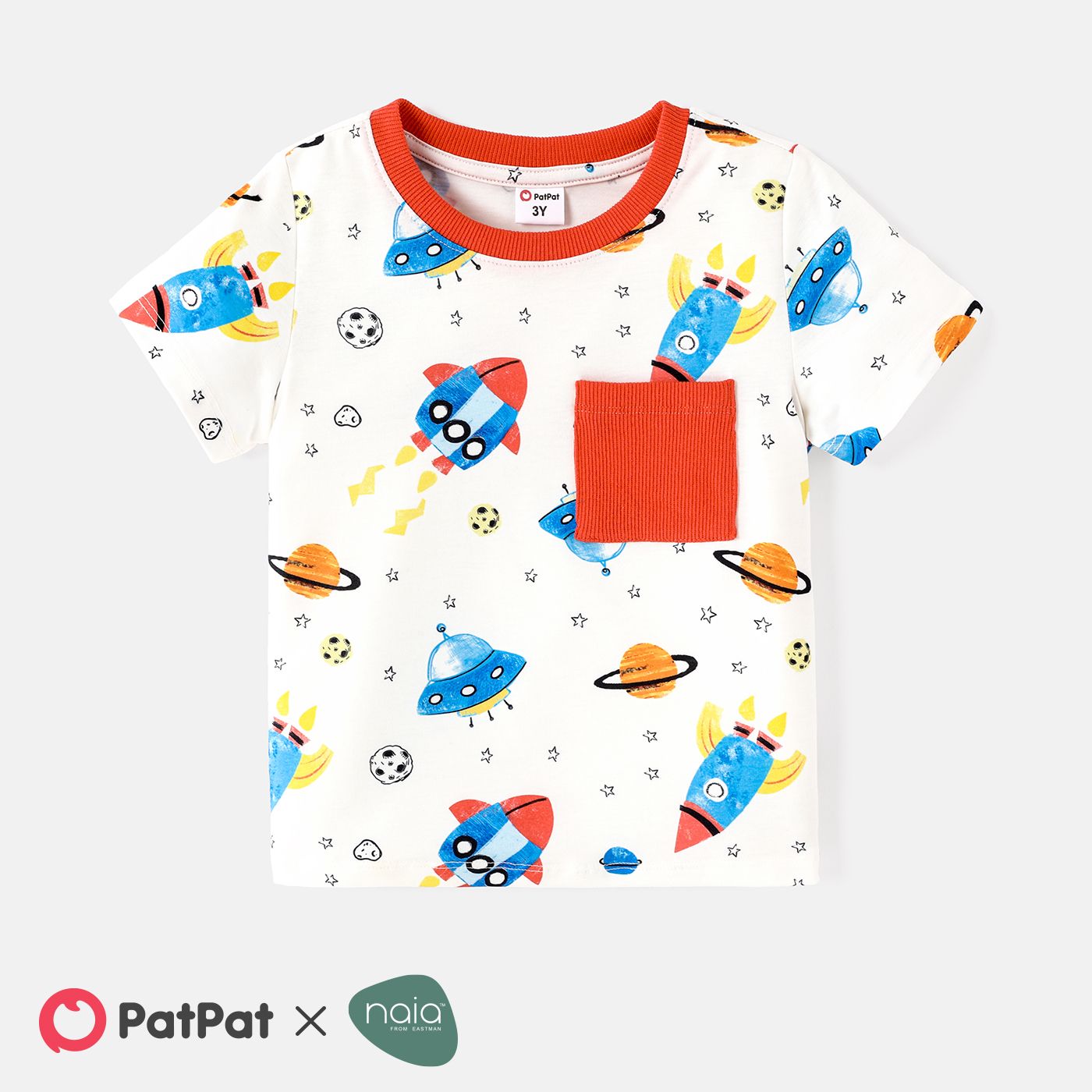 

Naia Toddler Boy Space Print Pocket Design Short-sleeve Tee