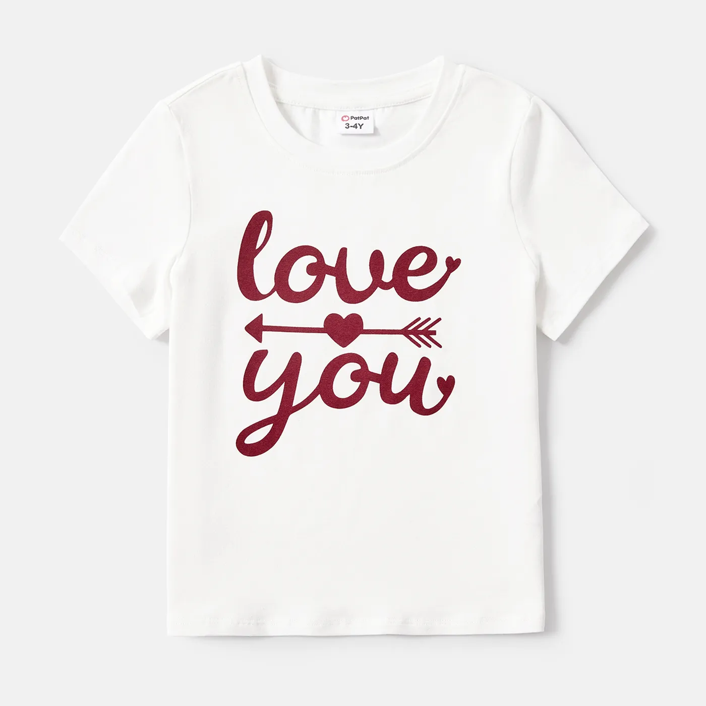 T-shirt Imprimé Lettre à Manches Courtes En Coton Assorti à La Famille