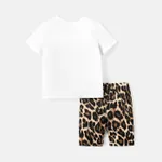 2pcs Toddler Girl Figure Print Short-sleeve Tee and Leopard Print Shorts Set  image 2