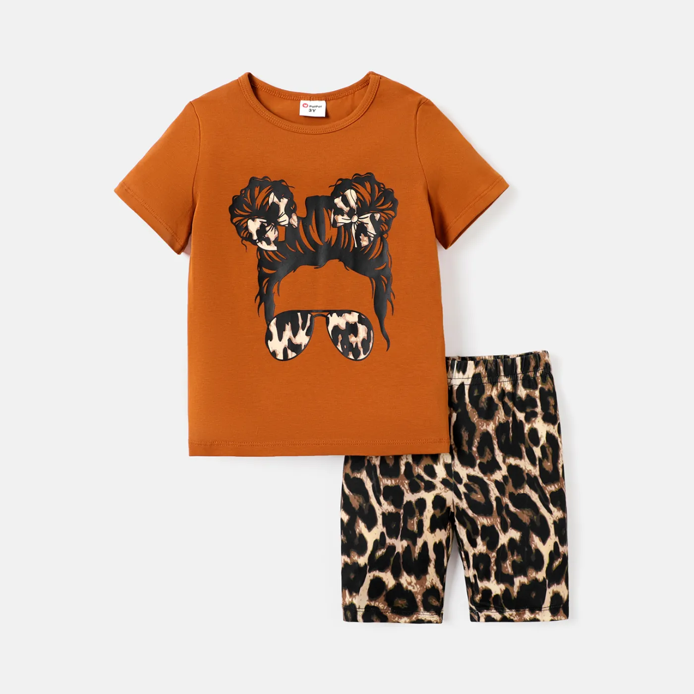 2 unidades Criança Menina Infantil conjuntos de camisetas Castanho