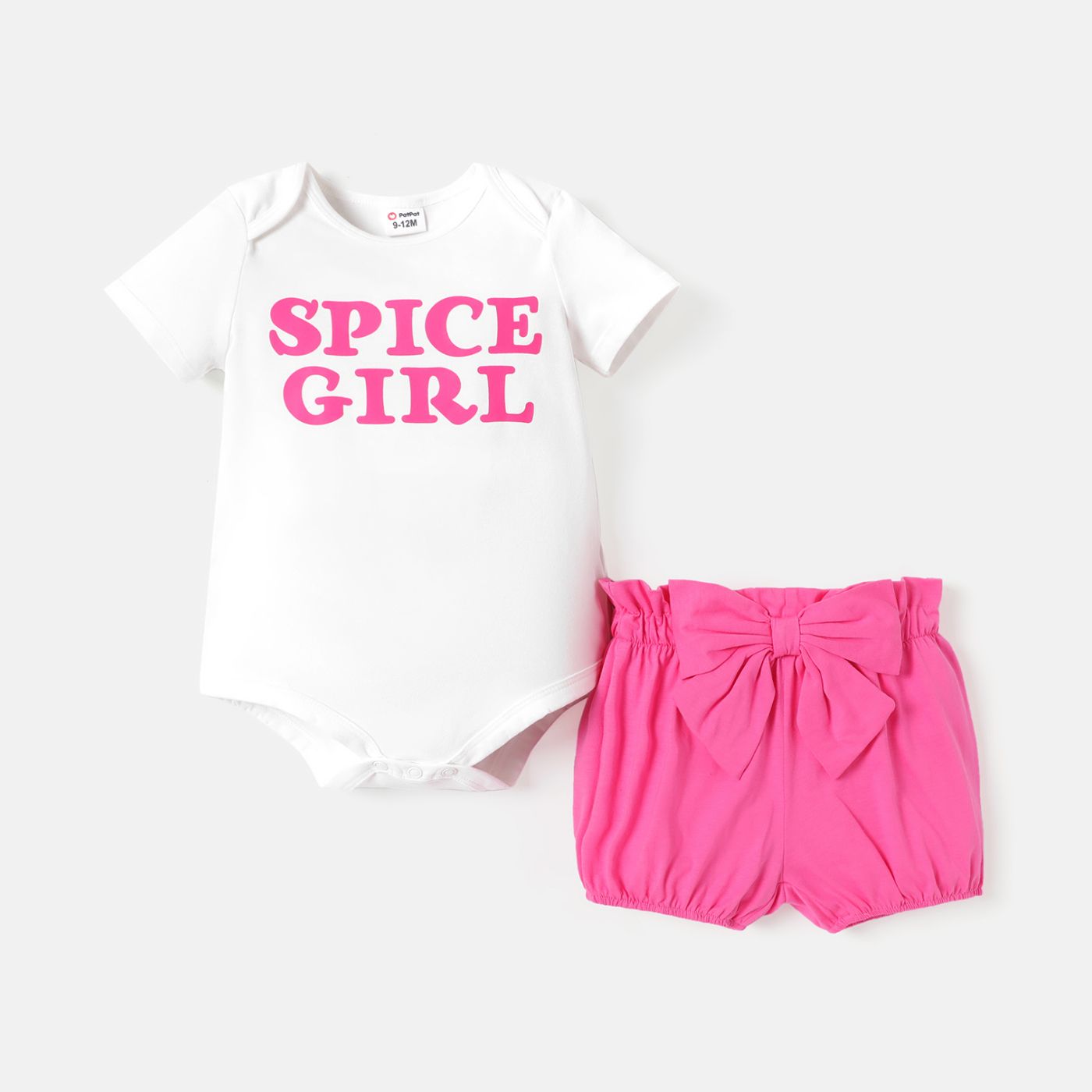 

2pcs Baby Girl 100% Cotton Solid Shorts and Short-sleeve Letter Print Romper Set