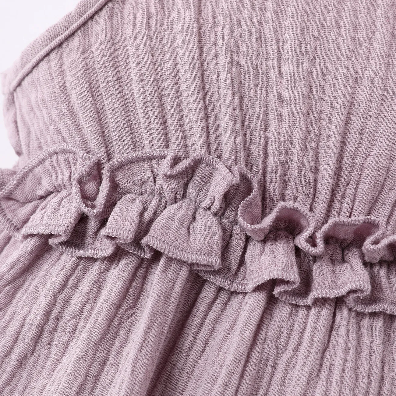 Baby Girl 100% Cotton Crepe Bow Decor Solid Cami Jumpsuit Taropurple big image 1