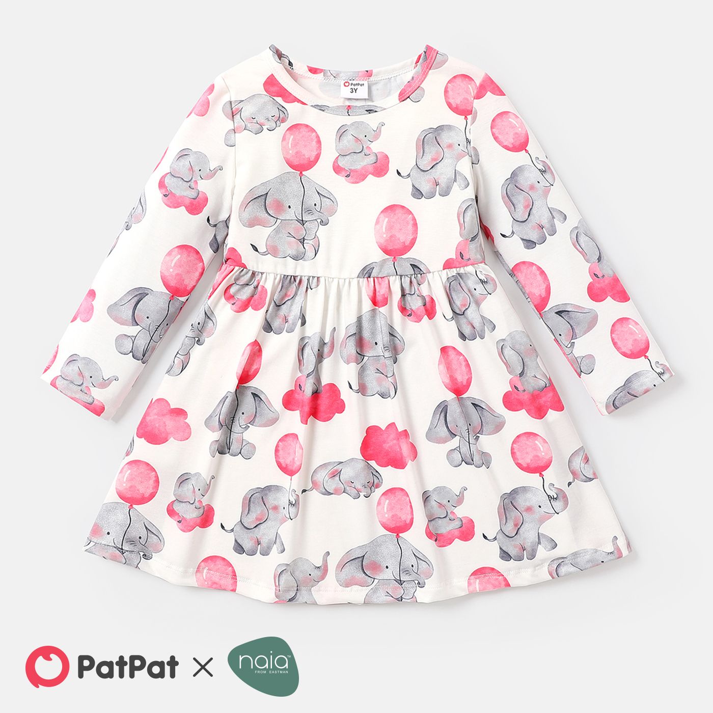 

Naia Toddler Girl Elephant Print Long-sleeve Dress