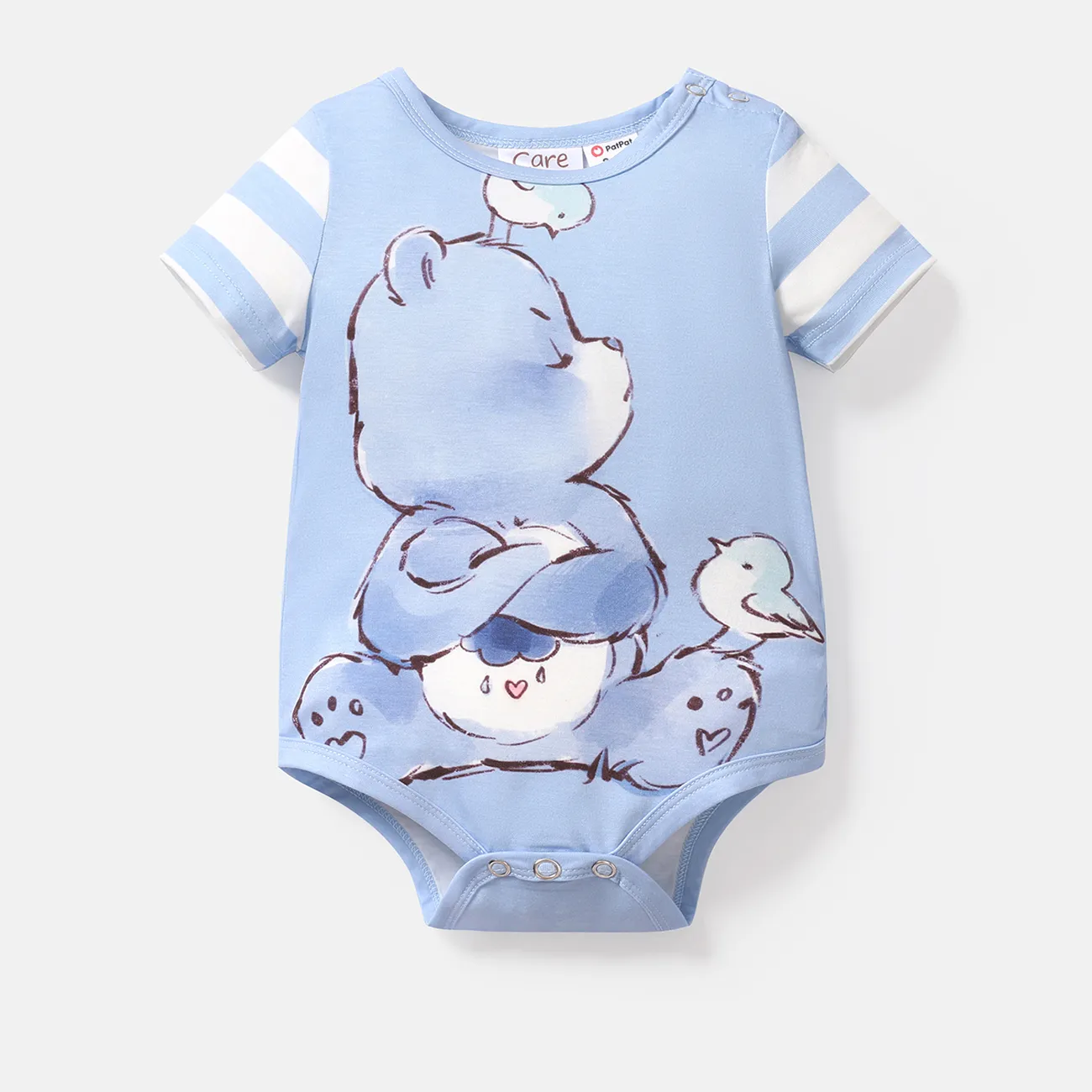 愛心小熊 嬰兒 中性 熊 童趣 短袖 連身衣 淺藍 big image 1