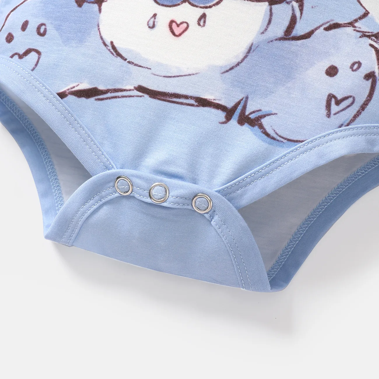 愛心小熊 嬰兒 中性 熊 童趣 短袖 連身衣 淺藍 big image 1