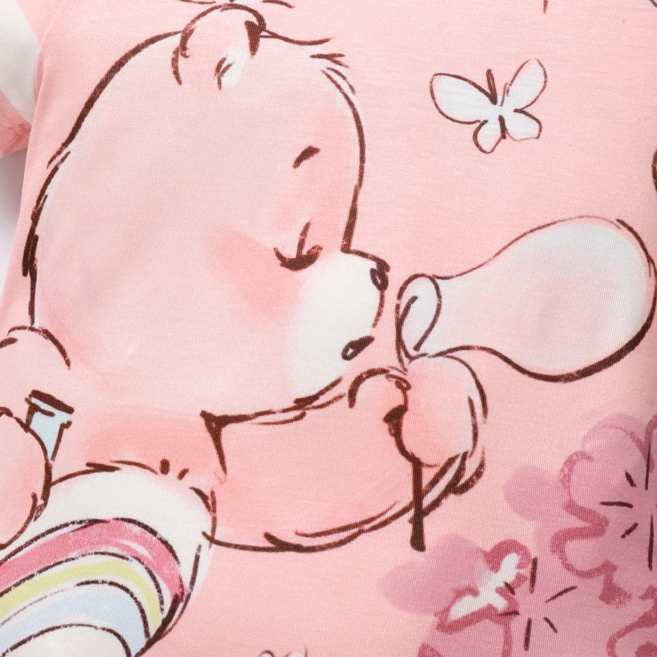愛心小熊 嬰兒 中性 熊 童趣 短袖 連身衣 淺粉 big image 1