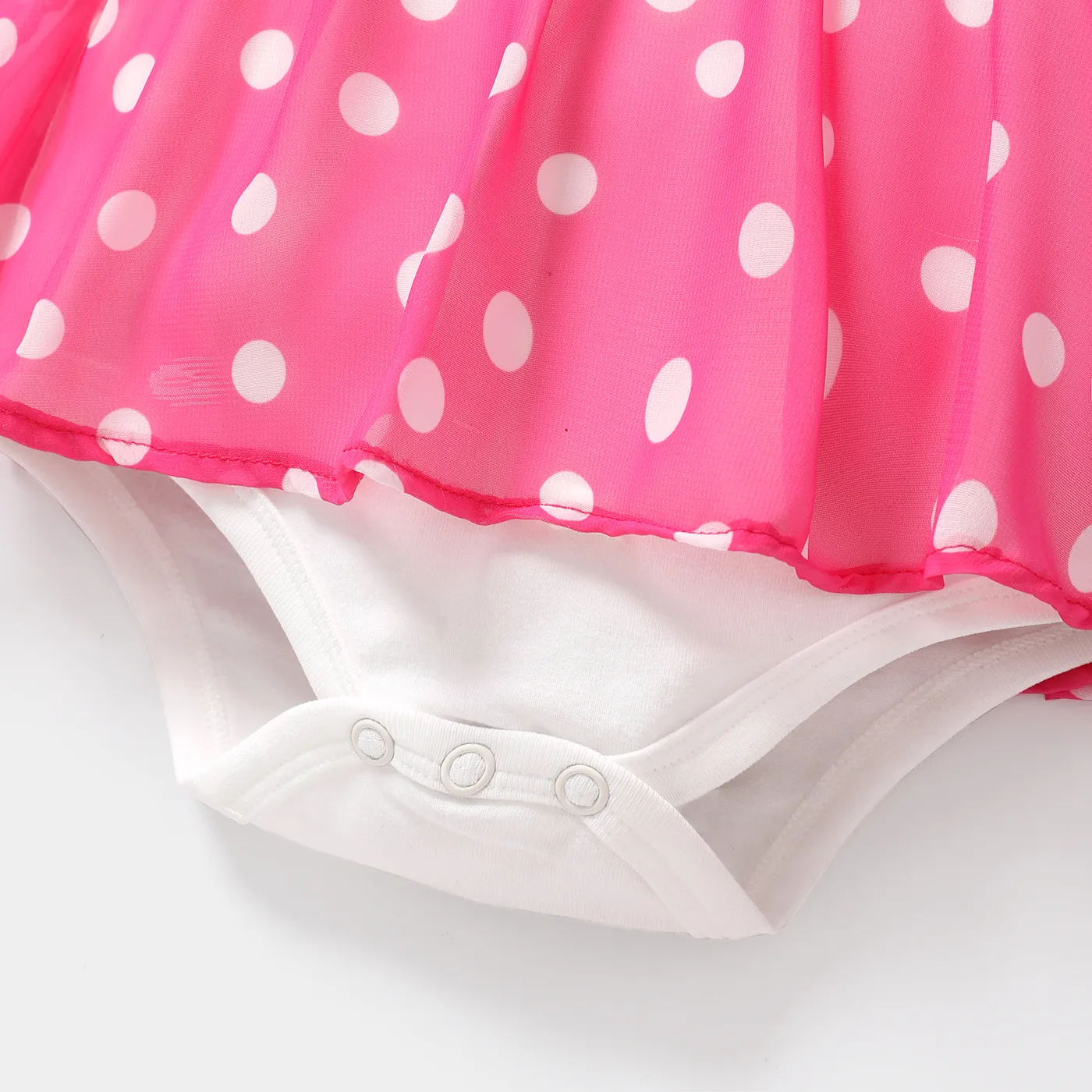 Barbie 2pcs Baby Girl Cotton Long-sleeve Polka Dot Print Spliced Romper & Headband Set  image 3