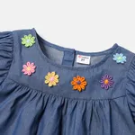 Toddler Girl 100% Cotton Floral Embroidered Short-sleeve Denim Dress  image 3